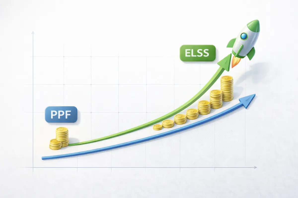 Graph showing ELSS wealth creation potential vs PPF